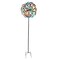 Colorful Anodized Finish Dual Flower Metal Wind Spinner Garden Stake 70 Inches